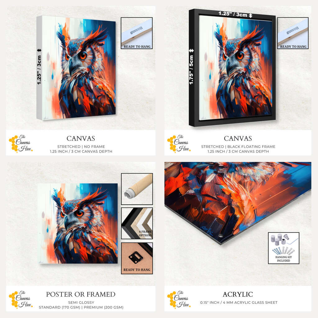 Steady Perch Owl | Abstract Wall Art Prints - The Canvas Hive