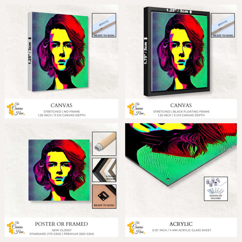 Techno Femme Girl Portrait | Pop Art Wall Art Prints - The Canvas Hive