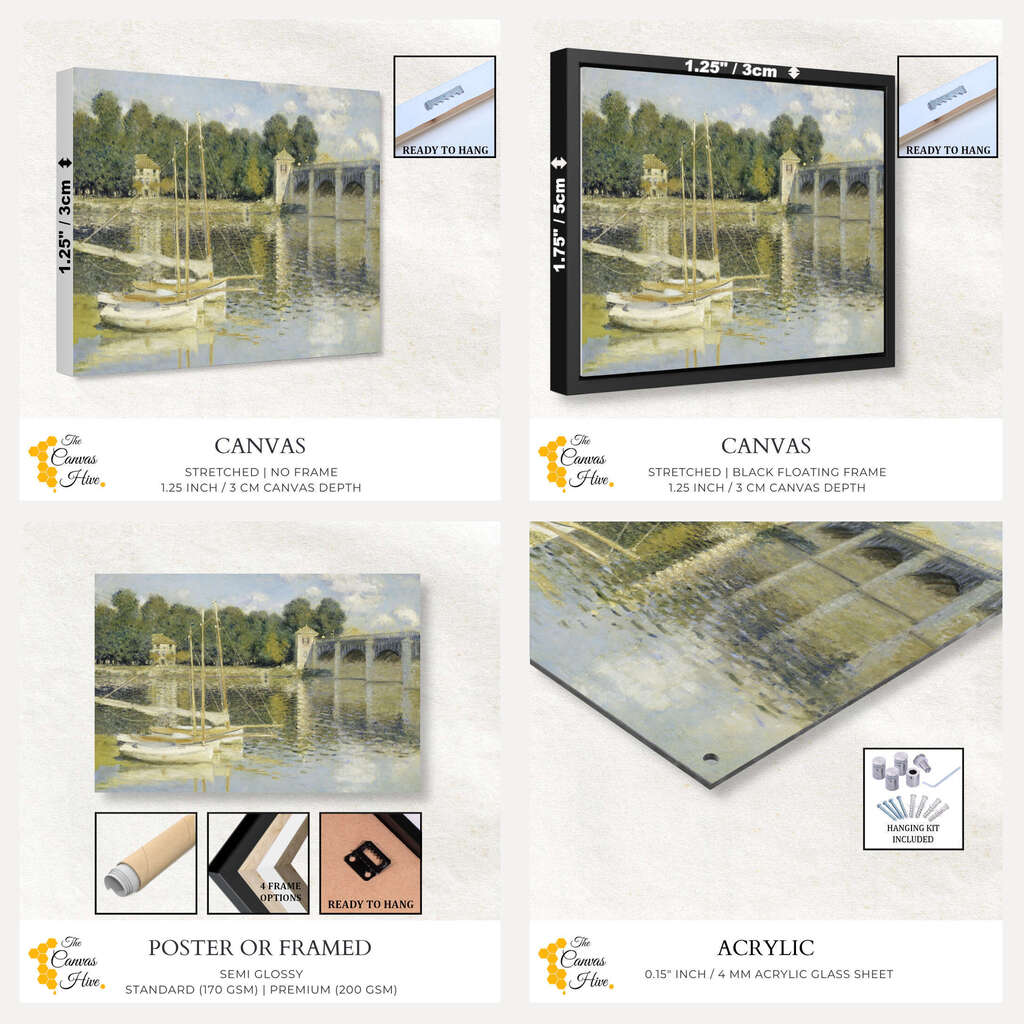 The Argenteuil Bridge by Claude Monet | Claude Monet Wall Art Prints - The Canvas Hive