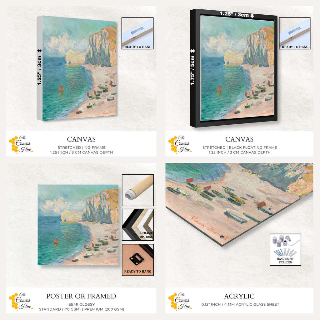 The Beach and the Falaise d'Amont by Claude Monet | Claude Monet Wall Art Prints - The Canvas Hive
