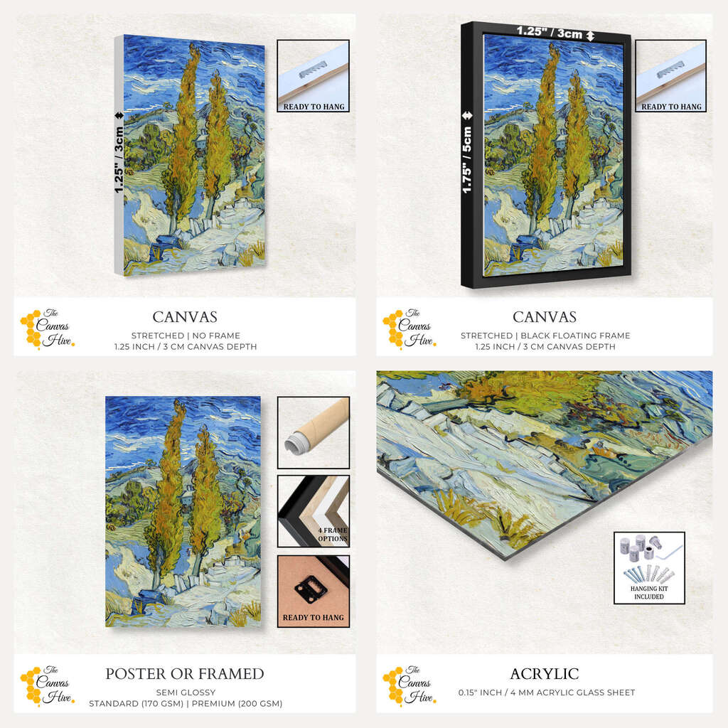 The Poplars at Saint-Remy by Vincent Van Gogh | Vincent Van Gogh Wall Art Prints - The Canvas Hive