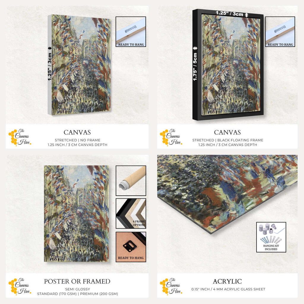 The Rue Montorgueil in Paris by Claude Monet | Claude Monet Wall Art Prints - The Canvas Hive