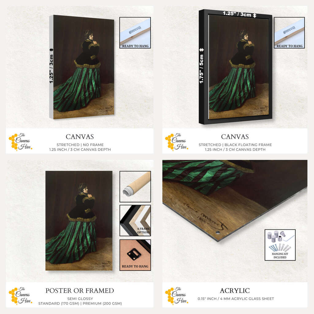 The Woman in the Green Dress by Claude Monet | Claude Monet Wall Art Prints - The Canvas Hive