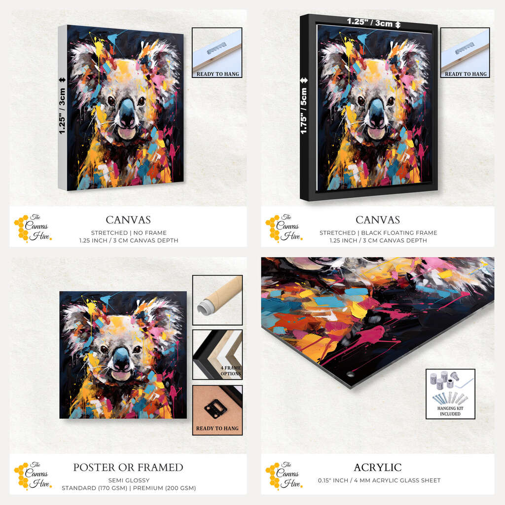 Vibrant Koala | Animals Wall Art Prints - The Canvas Hive