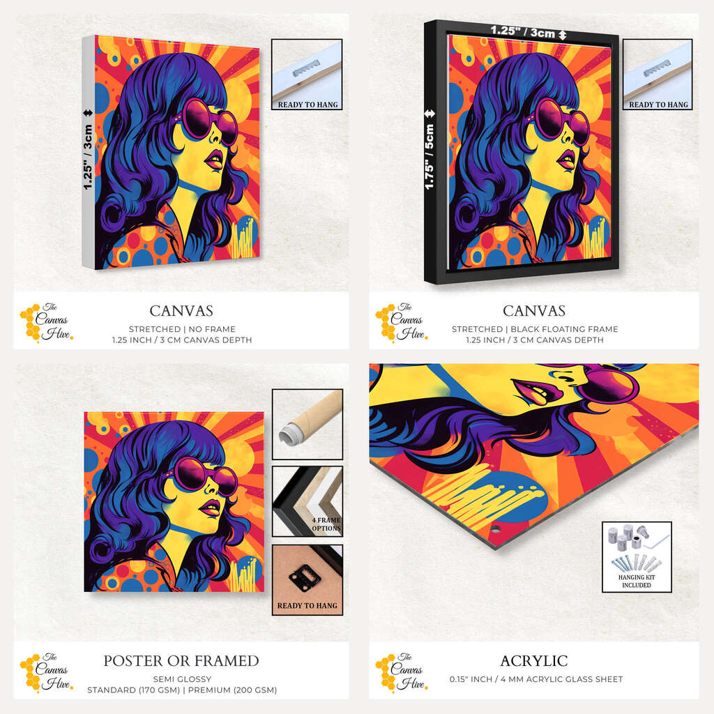 Vibrant Rhythms Girl Portrait | Pop Art Wall Art Prints - The Canvas Hive