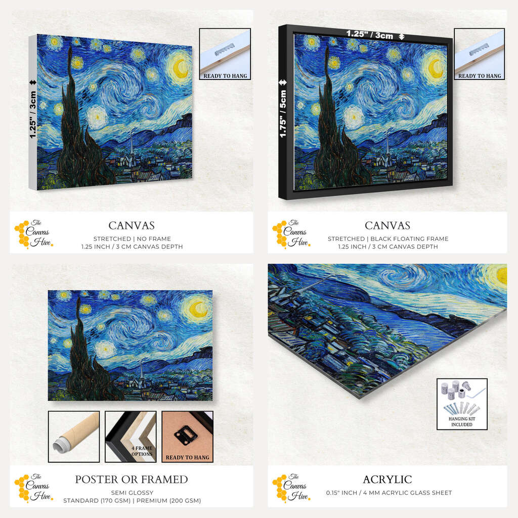 Vincent Van Gogh's The Starry Night | Famous Paintings Wall Art Prints - The Canvas Hive