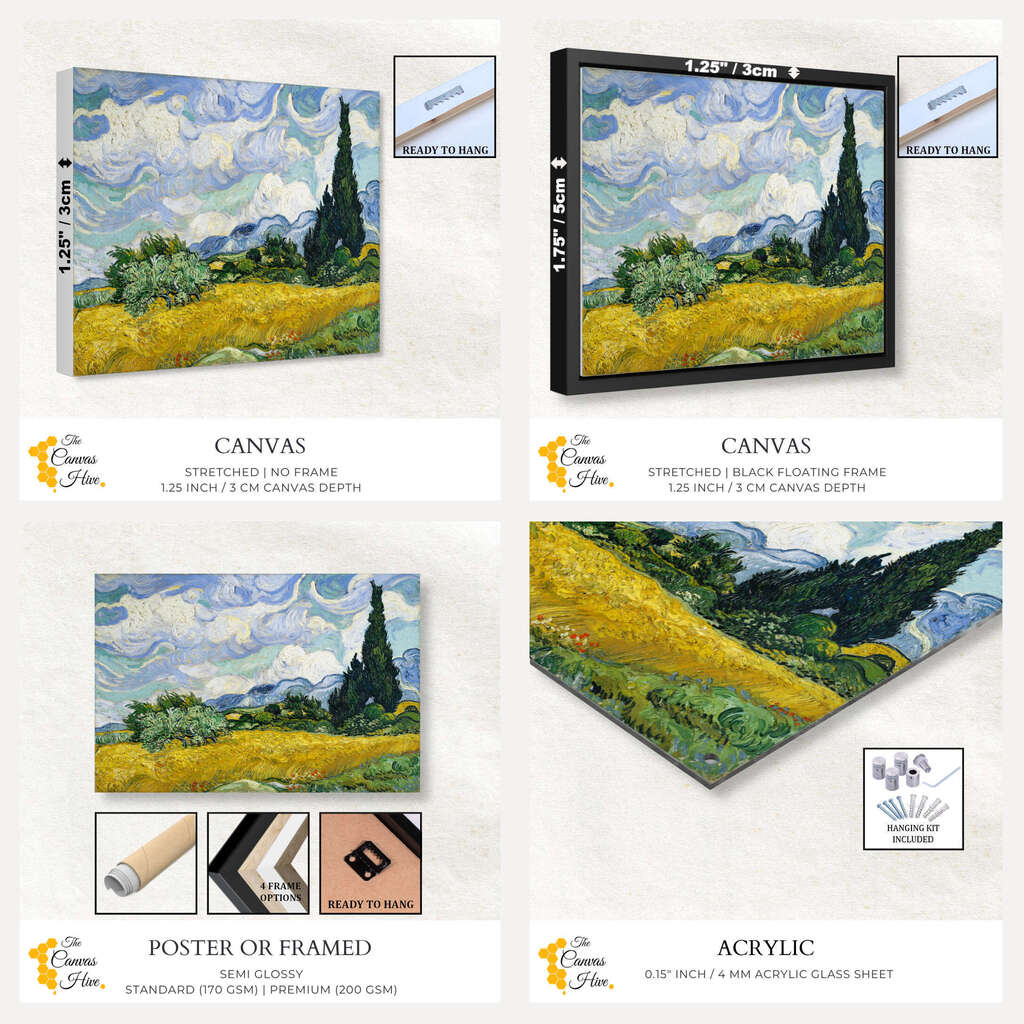 Wheat Field with Cypresses by Vincent Van Gogh | Vincent Van Gogh Wall Art Prints - The Canvas Hive