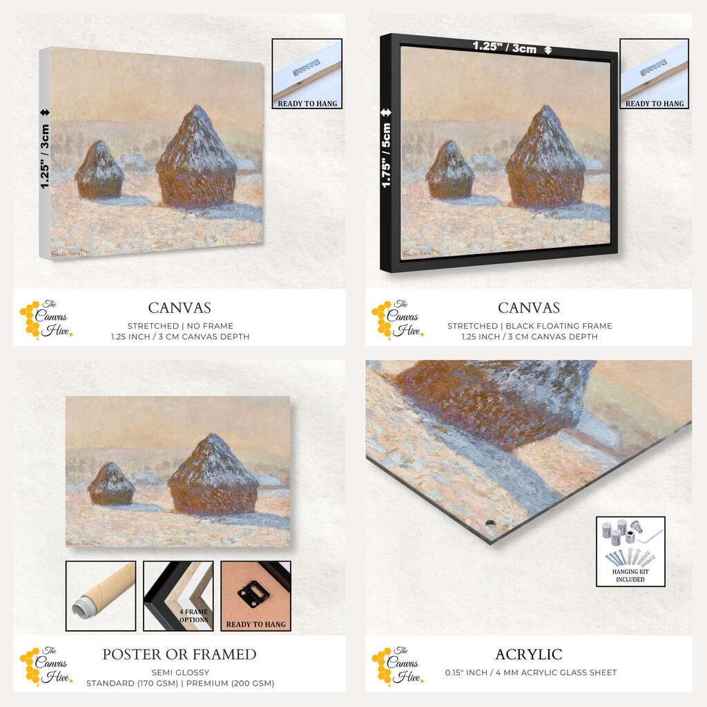 Wheatstacks Snow Effect | Claude Monet Wall Art Prints - The Canvas Hive