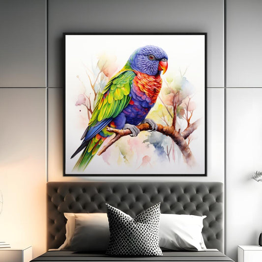 Australian Native Bird Rainbow Lorikeet Water Colour | Australiana Wall Art Prints - The Canvas Hive