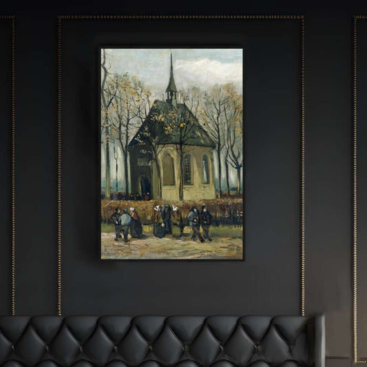 Congregation Leaving the Reformed Church by Vincent Van Gogh | Vincent Van Gogh Wall Art Prints - The Canvas Hive