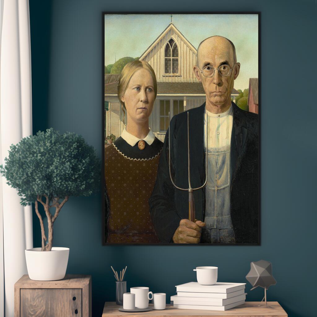 Grant Wood's American Gothic | Famous Paintings Wall Art Prints - The Canvas Hive