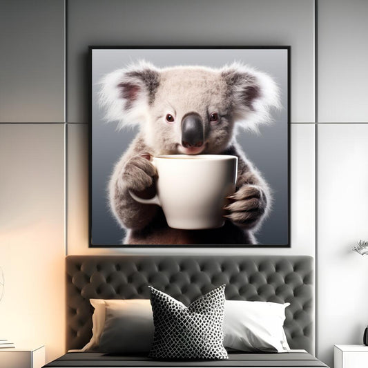 Koala Coffee Sipping | Animal Wall Art Prints - The Canvas Hive
