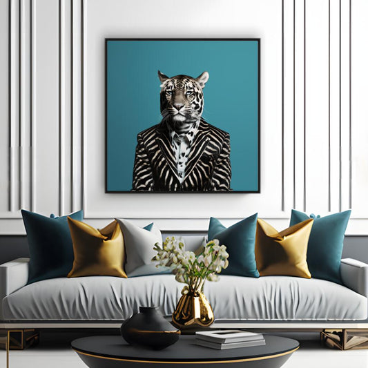 Leopard in Zebra Couture | Animal Wall Art Prints - The Canvas Hive