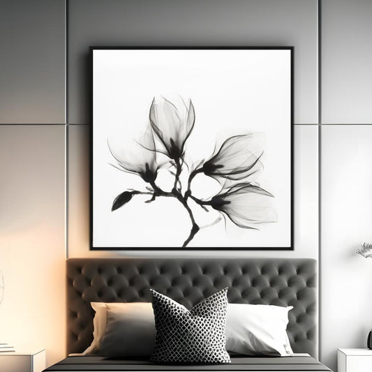 Magnolia Branch With Four Flowers | Abstract Wall Art Prints - The Canvas Hive