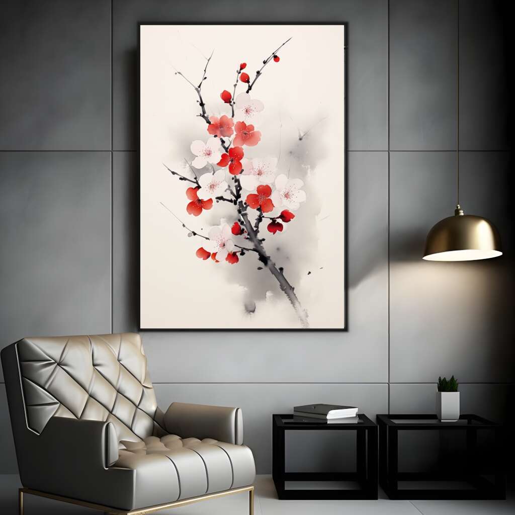red-blooming-branch-sumi-e